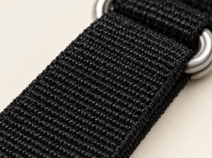Gros plan sur le bracelet en nylon tressé